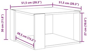Mesa de centro 51,5x51,5x30cm derivados de madeira cinza sonoma