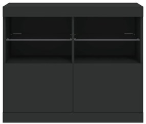 Aparador com luzes LED 81x37x67 cm preto
