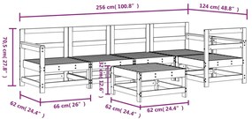 6 pcs conjunto lounge de jardim pinho maciço cinzento
