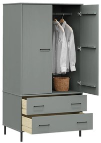 Roupeiro c/ pernas metal 90x55x172,5 cm madeira OSLO cinzento