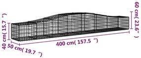 Cestos gabião arqueados 10 pcs 400x50x40/60cm ferro galvanizado