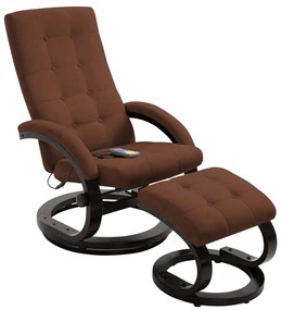 248472 vidaXL Cadeira massagens reclinável c/ apoio pés acamurçada castanho