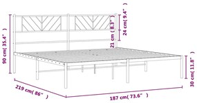 Estrutura de cama com cabeceira 183x213 cm metal branco