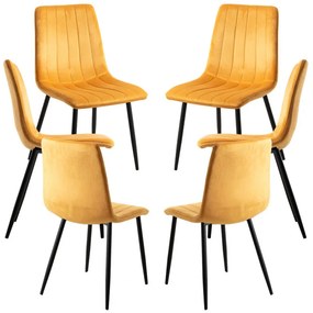 Pack 6 Cadeiras Veludo Liny - Amarelo