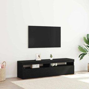 vidaXL Armários de TV com luzes de LED 2 pcs Carvalho preto 75x35x40 cm Madeira engenheirada
