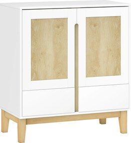 HOMCOM Aparador para Sala de Arrumação com 2 Portas 2 Gavetas e Prateleira Regulável 80x40x86 cm Branco e Carvalho | Aosom Portugal