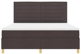 Cama Box Spring com Colchão e LED Castanho Escuro 180x200 cm Tecido