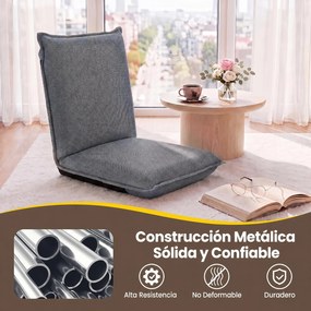 Conjunto de 2 Cadeiras de Chão Dobráveis, 99 x 44 x 9,5 cm, Encosto com Vários Níveis Ajustáveis, Cinzento