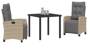 Conjunto de Jantar de Jardim 3 Peças Bege Rattan PE