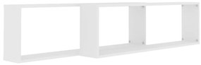 Prateleiras parede forma de cubo 2pcs contr. 100x15x30cm branco