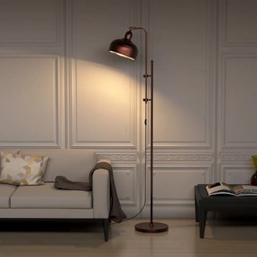 Candeeiro de pé industrial com altura ajustável 28 x 43 x 138-166 cm, com ângulo regulável, base pesada, casquilho E27, bronze