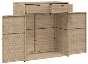 Armário de arrumação para jardim 105x55x113 cm vime PE bege