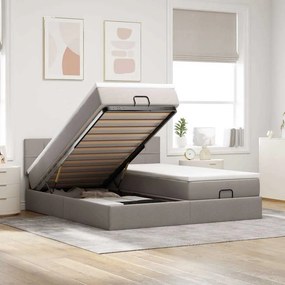 vidaXL Estrutura de cama otomana com colchões tecido cinzento