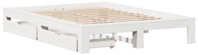 Cama sem colchão 160x200 cm madeira de pinho maciça branco
