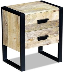 Mesa apoio 2 gavetas madeira de manga sólida 43x33x51 cm