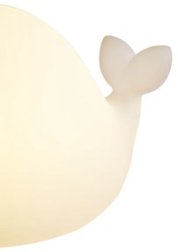 Candeeiro de mesa branco 30cm incl. LED regulável IP54 recarregável - Baby Whale Para crianças