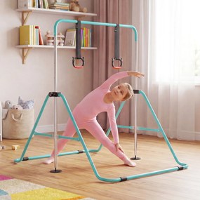 Barra de Ginástica para Crianças, 111,5 x 144,5 x 132 cm, Ajustável em 4 Níveis de Altura, Azul