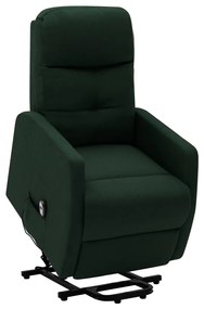 vidaXL Poltrona elevatória tecido verde-escuro