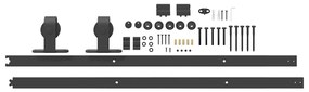 Kit de ferragens para porta deslizante 213 cm aço preto