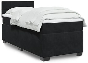 vidaXL Cama com molas/colchão 80x200 cm veludo preto