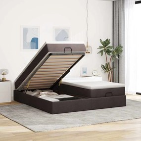 vidaXL Estrutura de cama otomana com colchões tecido castanho escuro