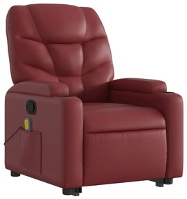 Poltrona massagens reclinável couro artificial vermelho tinto