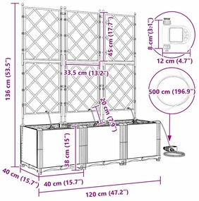 Jardineiras de Jardim 1 pc Preto 120 x 40 x 142 cm Plástico