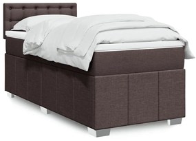 Cama com molas/colchão 90x190 cm tecido castanho-escuro