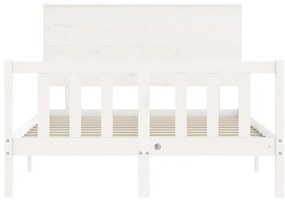 Cama sem colchão 140x200 cm madeira de pinho maciça branco