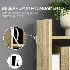 Estante para Livros de 6 Níveis Estante de Madeira com 11 Compartimentos Abertos para Sala de Estar Escritório Estúdio Anti-Tombamento Carga Máxima 10