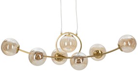 Candeeiro de Teto "Japan" — 115x30x36 cm — Ferro Dourado e Esferas de