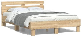 Estrutura cama c/ cabeceira/luzes LED 120x200cm carvalho sonoma
