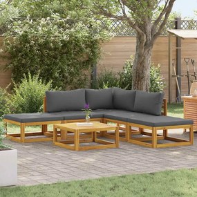 vidaXL 6 pcs conj. lounge jardim c/ almofadões madeira acácia maciça