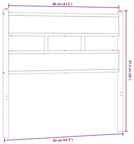 Cabeceira de cama 80 cm derivados madeira/ferro carvalho fumado