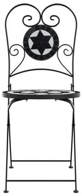 Cadeiras de bistrô dobráveis 2 pcs cerâmica preto e branco