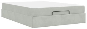 Estrutura da Cama Cinzento-claro 140 x 200 cm Veludo