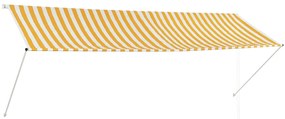 vidaXL Toldo retrátil 350x150 cm amarelo e branco