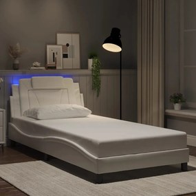 vidaXL Estrutura de cama Viana com LED sem colchão 100x203 cm branco