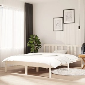 Estrutura cama pequena casal 120x190 cm pinho maciço branco