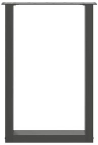 Pés para mesa de jantar em formato de U, 2 peças, antracite, 50x(72-73