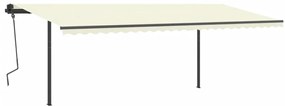 Toldo retrátil manual com postes 6x3,5 m cor creme