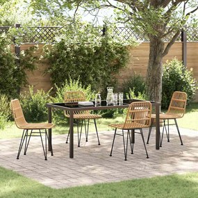 vidaXL Conjunto de Jantar de Jardim com 5 Peças em Rattan Poly Marrom.