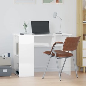 vidaXL Secretária 100x55x75 cm derivados de madeira branco brilhante