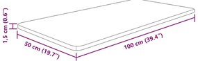 Bancada p/ casa de banho 100x50x1,5 madeira maciça não tratada