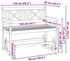 Banco Deslizante de Jardim 110x59x97 cm Madeira Sólida de Acácia