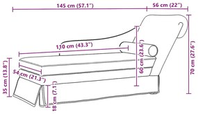 Chaise lounge c/ reforço/apoio de braços direito veludo preto