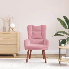 Poltrona Relaxante em Veludo Rosa
