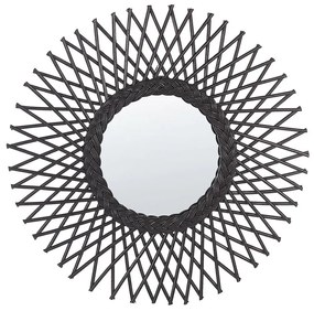 Espelho de parede redondo em rattan preto ⌀ 60 cm TAGOLU Beliani