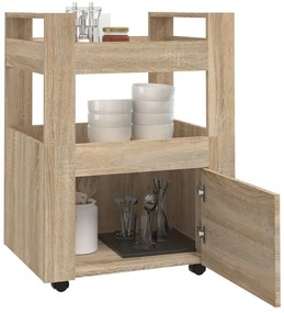 Carrinho de cozinha 60x45x80 cm deriv. madeira carvalho sonoma