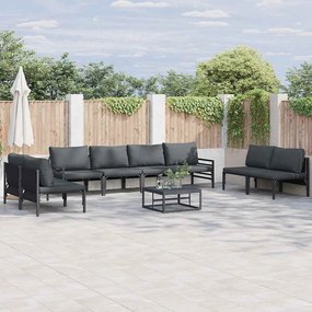 vidaXL Conjunto de Sofá de Jardim 9 pcs Cinzento-escuro Aço